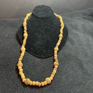 Vintage Hand Carved Wooden Bead Necklace